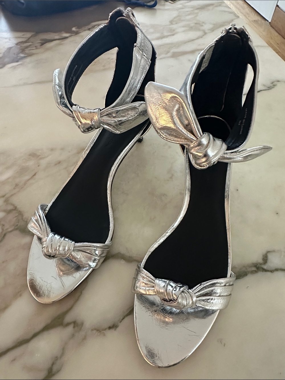 Rebecca Minkoff Silver Knot Ankle-Strap Sandals